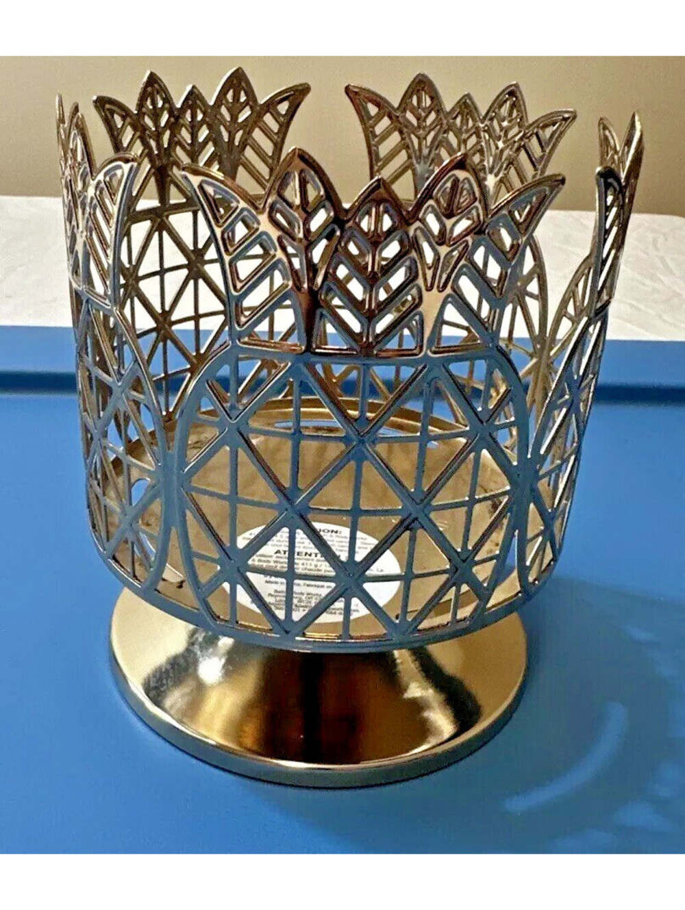 1 Bath & Body Works GOLD PINEAPPLE Pedestal 3-Wick Candle Holder 14.5 oz